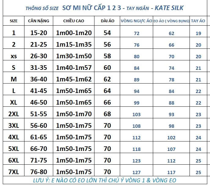 BẢNG SIZE ÁO NỮ-2025