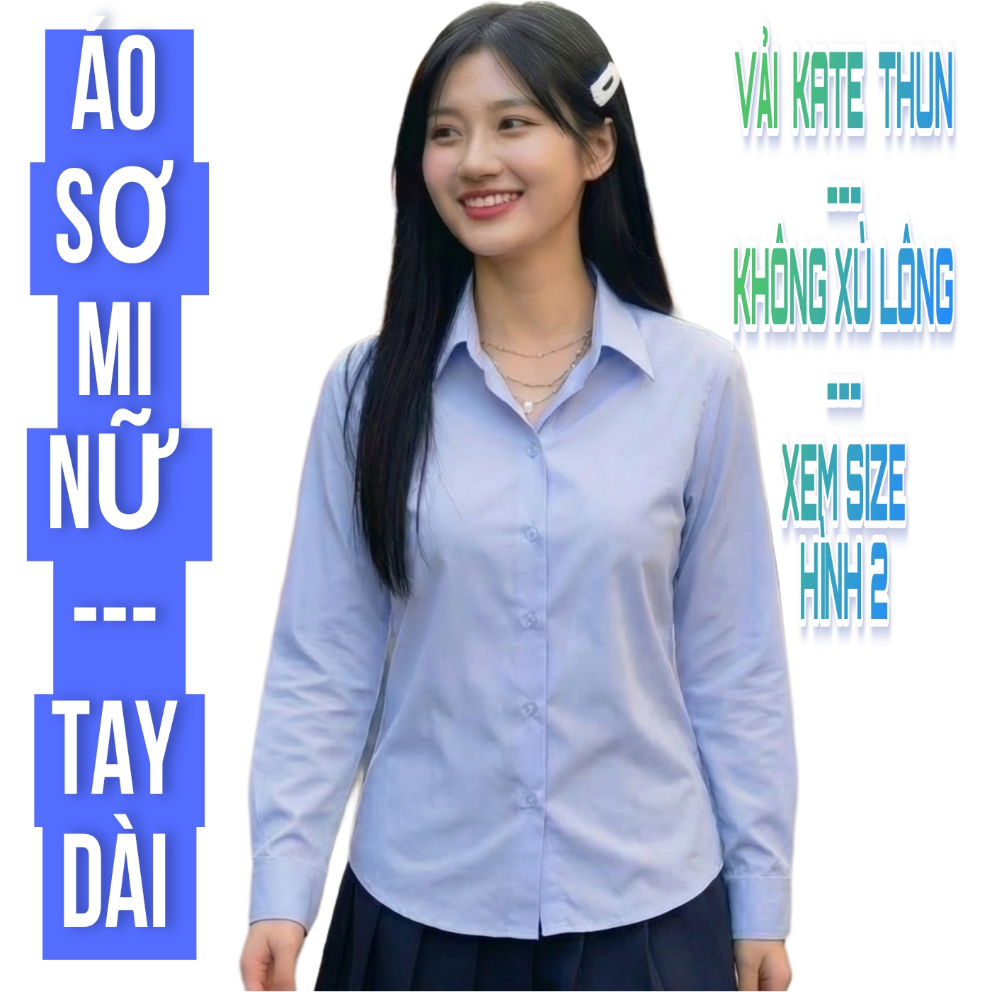 ÁO SƠ MI NỮ - TAY DÀI - VẢI KATE THUN - MƯỢT MÁT