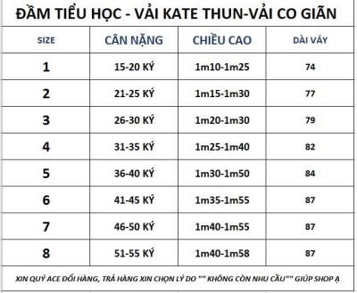 DẦM TIỂU HỌC - VẢI KATE THUN - MƯỢT MÁT - KHÔNG XÙ LÔNG