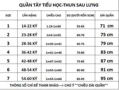 QUẦN TÂY TIỂU HỌC NAM NỮ - THUN SAU LƯNG - VẢI TERIN GÂN - ÍT CO GIÃN -MƯỢT MÁT