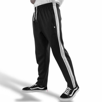 QUẦN THỂ DỤC 3 SỌC - MÀU ĐEN - VẢI POLY - CÓ GIÃN 4 CHIỀU