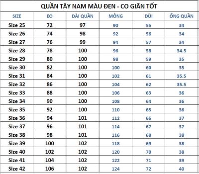 QUẦN TÂY NAM - MÀU ĐEN - VẢI KAKI THUN - CO GIÃN TỐT- DÀY MƯỢT