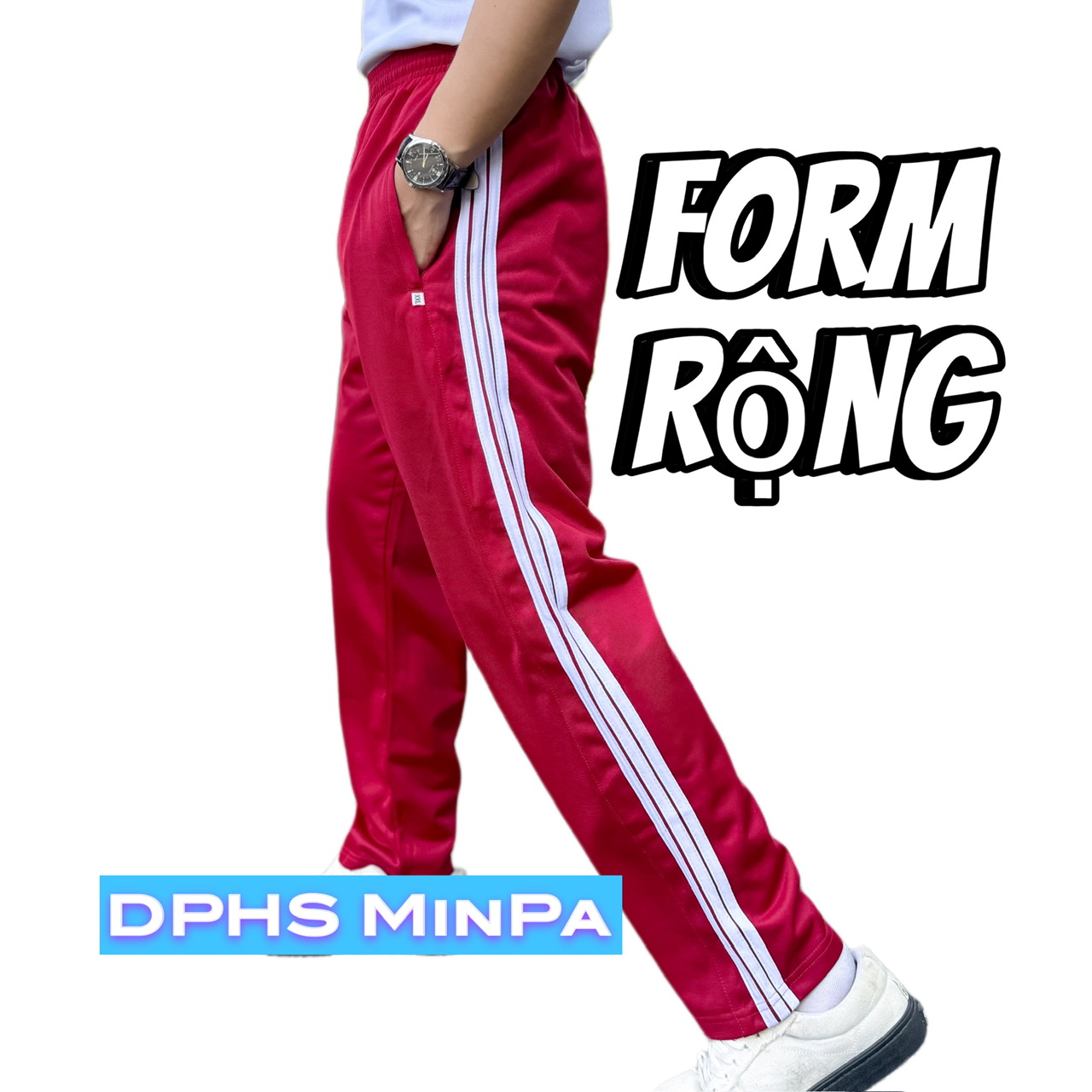 QUẦN THỂ DỤC 3 SỌC - VẢI BÓNG CÀO - ÍT CO GIÃN - FORM RỘNG - THÍCH HỢP VÙNG LẠNH