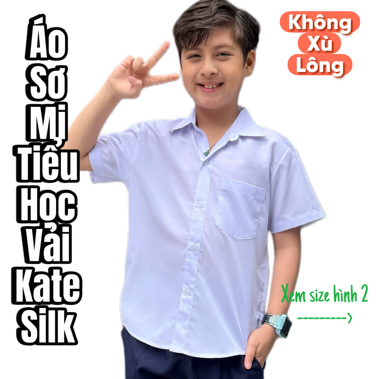 ÁO SƠ MI NAM - TIỂU HỌC - NGẮN TAY - VẢI KATE SILK - ĐỨNG FORM - MÁT