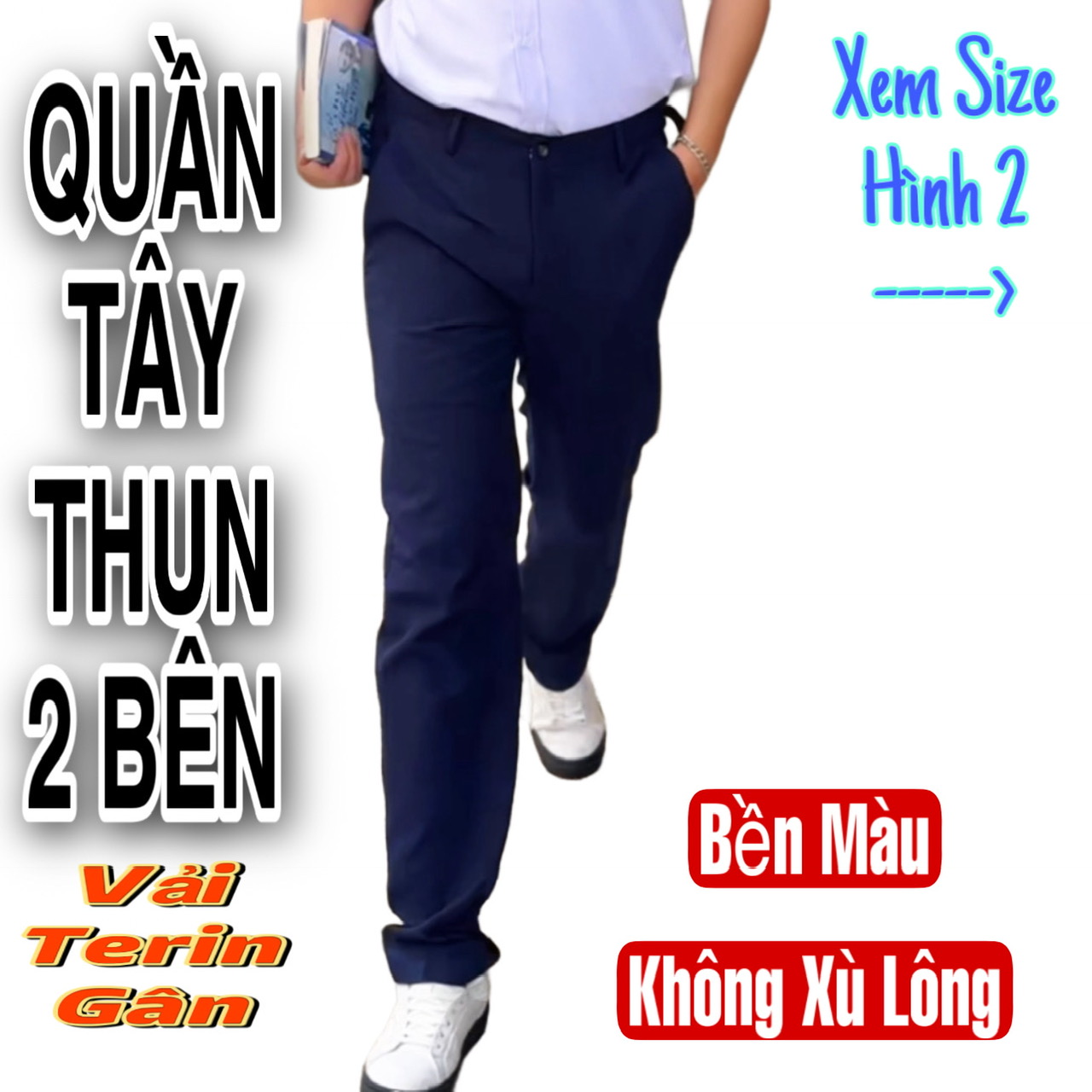 QUẦN TÂY NAM - THUN 2 BÊN - VẢI TERIN GÂN - ÍT CO GIÃN -MƯỢT MÁT