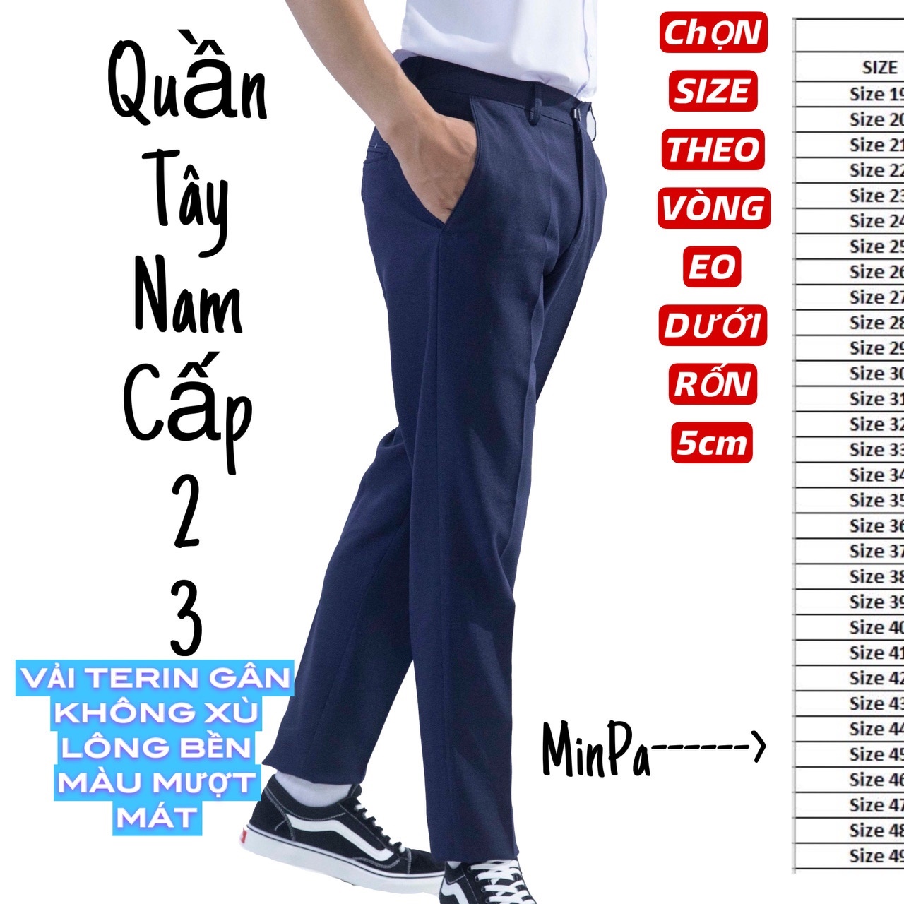 QUẦN TÂY NAM VẢI TERIN GÂN - ÍT CO GIÃN -MƯỢT MÁT